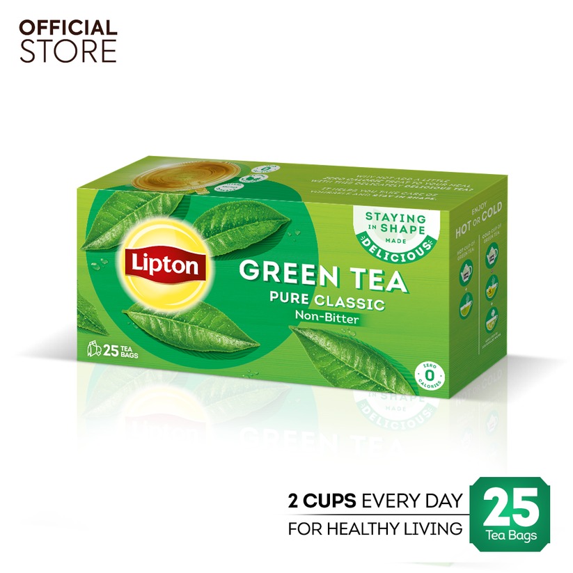 tea 2 Lipton Green Tea Pure Classic Non-Bitter 25 Bags (لیپٹن گرین ٹی پیور کلاسک نان بٹر 25 بیگز)-32.5 GM - Image 1