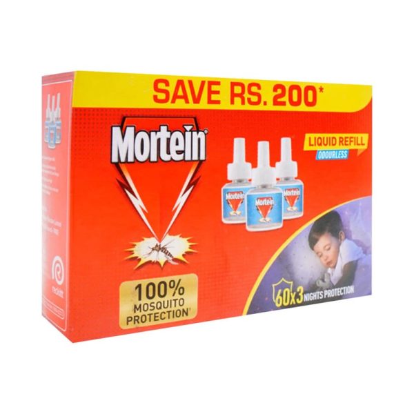 : Mortein Refill 360 Reach Liquid Odourless 3 pcs (مورن ریفِل 360 ریچ لیکوئیڈ اَوڈرلیس)-Jumbo Pack