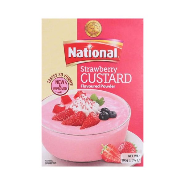 National Strawberry Custard Powder (نیشنل اسٹرابیری کسٹرڈ پاؤڈر)-275 Gram