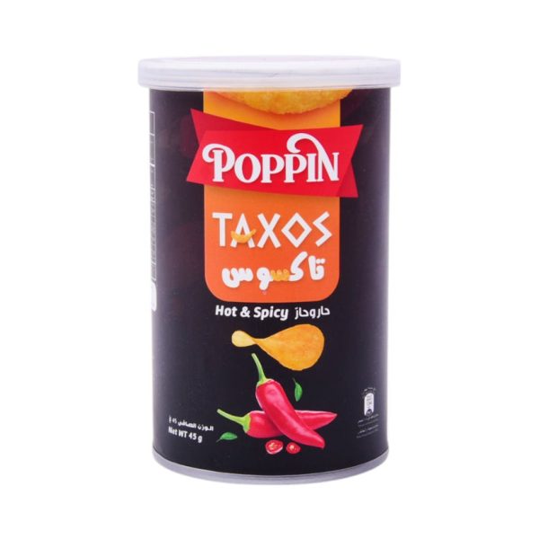 Poppin Chips Taxos Hot & Spicy (پاپن چپس ٹاکوس ہاٹ اینڈ اسپائسی)-45 gm