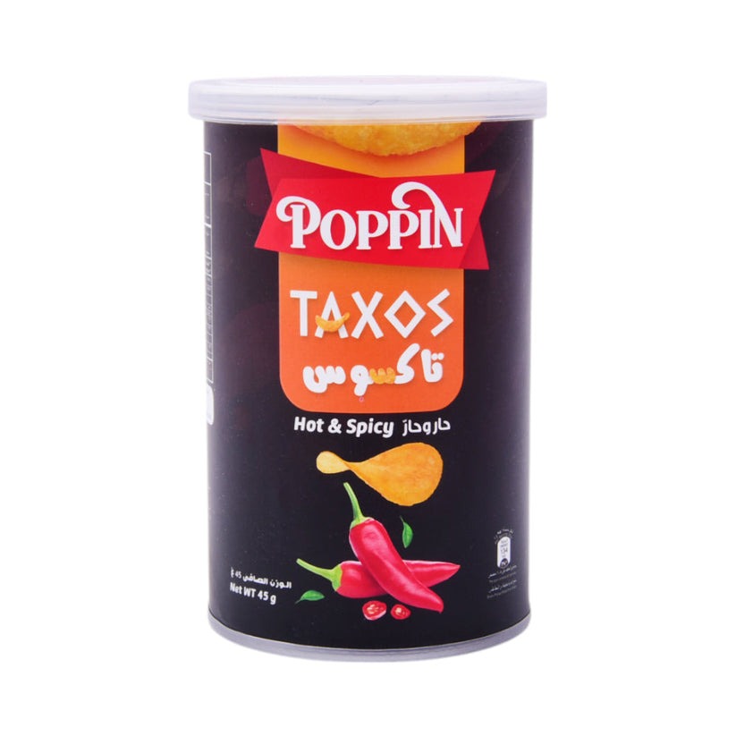 la 17 Poppin Chips Taxos Hot & Spicy (پاپن چپس ٹاکوس ہاٹ اینڈ اسپائسی)-45 gm - Image 1