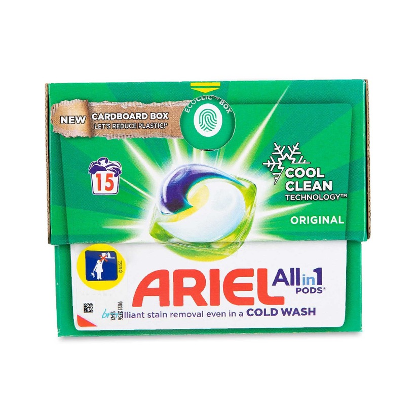 lo 1 Ariel Washing Pods Cool Clean All in (ایریل واشنگ پوڈز کول کلین آل اِن ون)-1, 15 Wash, 378 gram - Image 1