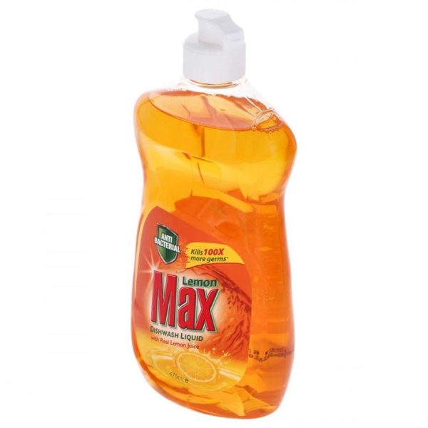 Lemon Max Dishwash Liquid Anti Bacterial Lemon (لیمن میکس ڈش واش لیکوئڈ اینٹی بیکٹیریل لیموں)-475 ml